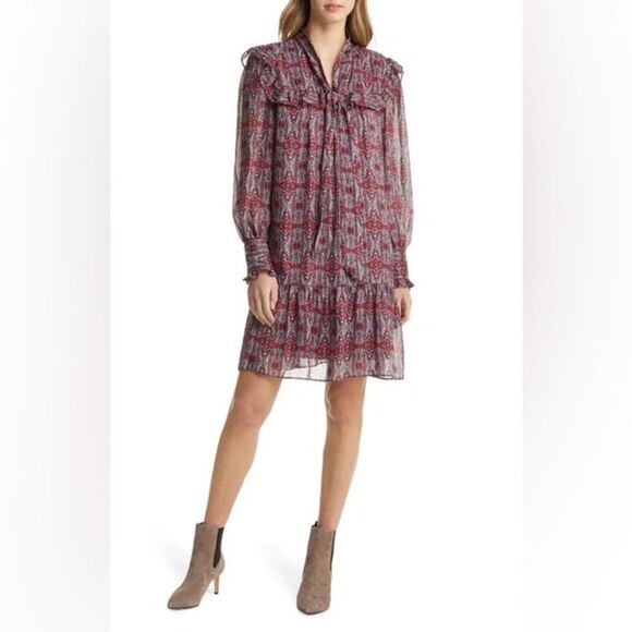 JULIA JORDAN
Ruffle Yoke Tie Neck Long Sleeve dress - Picture 1 of 3